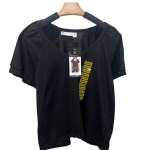 NWT Rafaella Black Flutter Sleeve Whimsygoth Shirt